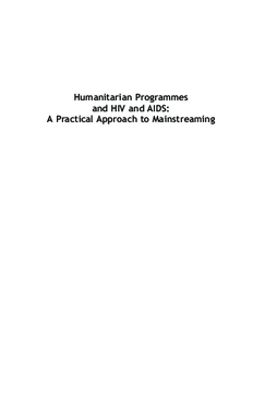 Humanitarian Programmes and HIV and AIDS