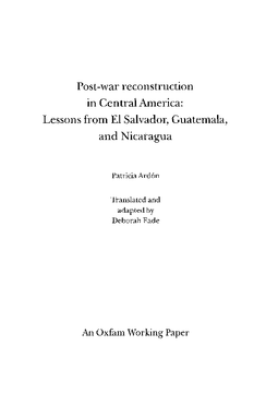 Post-war Reconstruction in Central America
