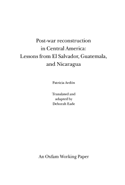Post-war Reconstruction in Central America Post-war Reconstruction in Central America