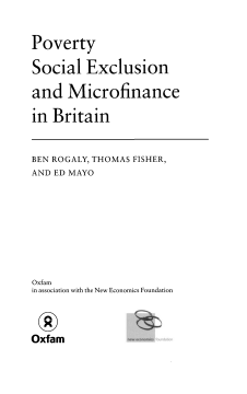 Poverty, Social Exclusion and Microfinance in Britain