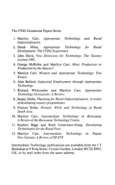 Developing Technologies for the Rural Poor Developing Technologies for the Rural Poor