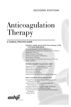 Anticoagulation Therapy: A Clinical Practice Guide