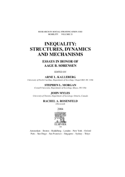 Inequality: Structures, Dynamics and Mechanisms Inequality: Structures, Dynamics and Mechanisms