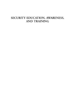 Security Education, Awareness and Training Security Education, Awareness and Training