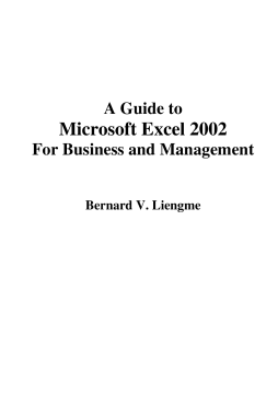Guide to Microsoft Excel 2002 for Business and Management