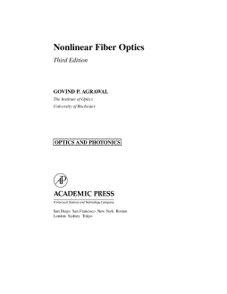 Nonlinear Fiber Optics Nonlinear Fiber Optics