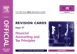 CIMA Revision Cards Financial Accounting and Tax Principles CIMA Revision Cards Financial Accounting and Tax Principles