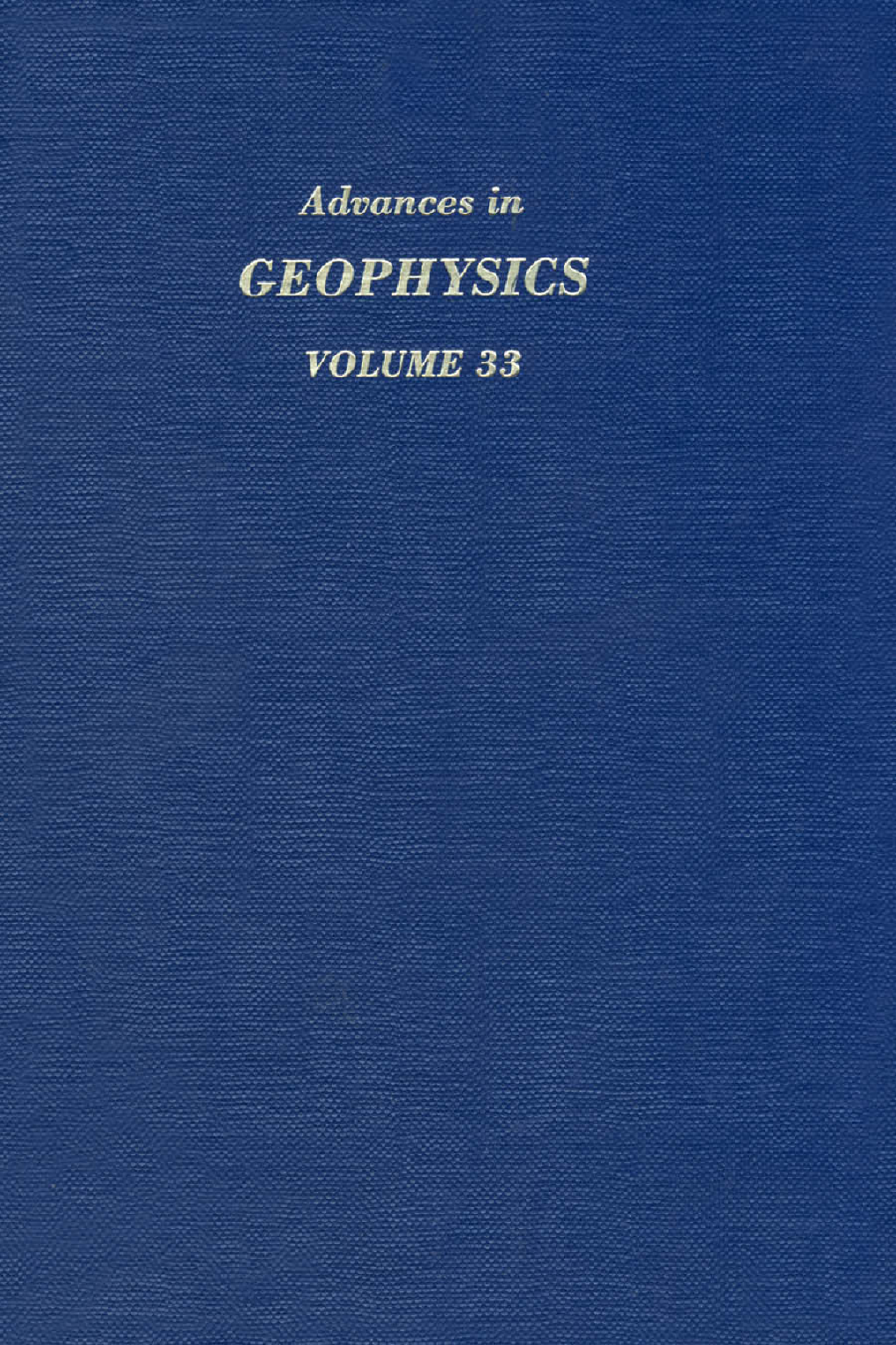 Advances in Geophysics