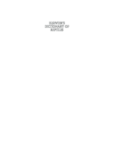 Elsevier's Dictionary of Reptiles Elsevier's Dictionary of Reptiles