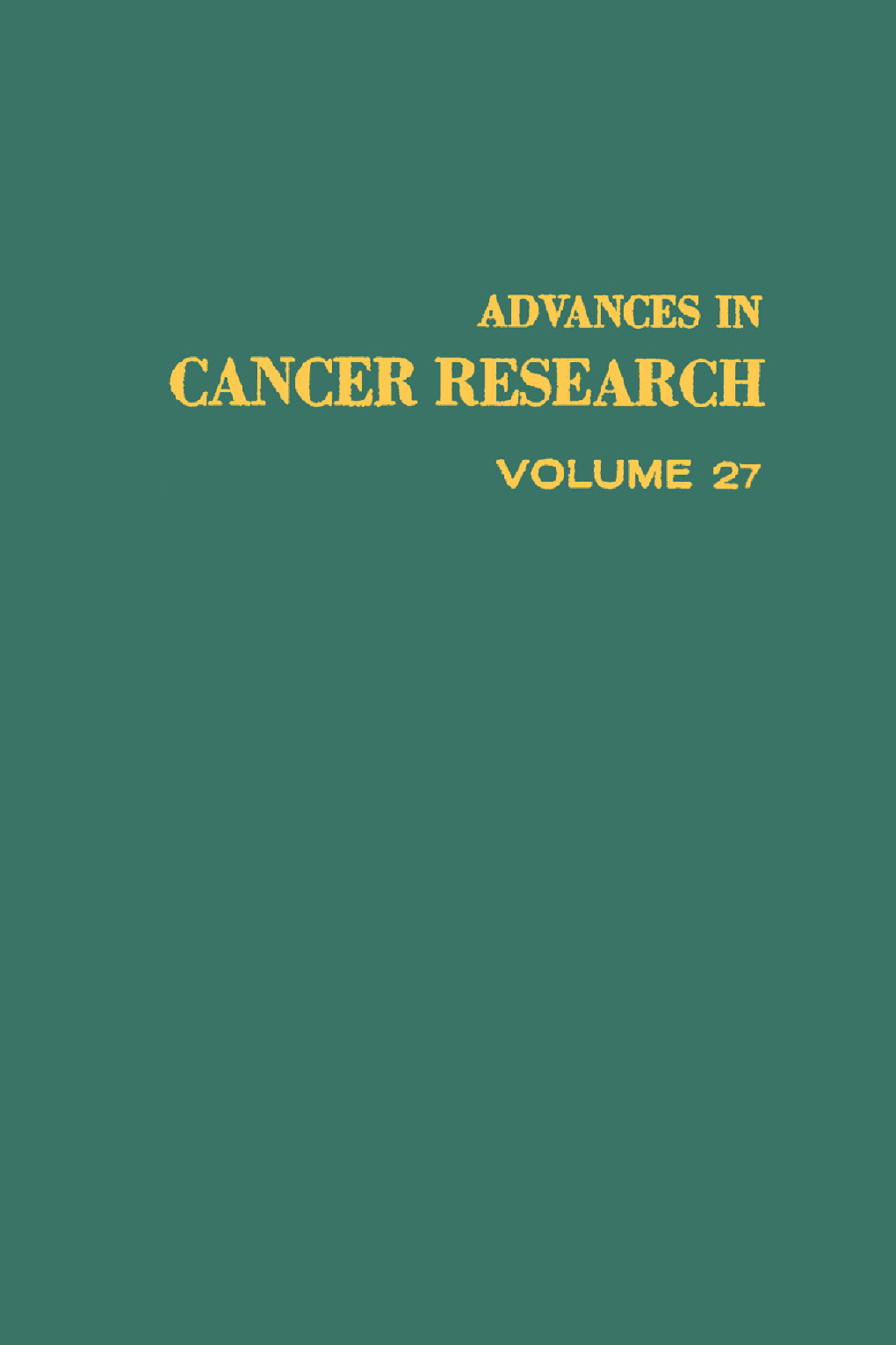 Advances in Cancer Research