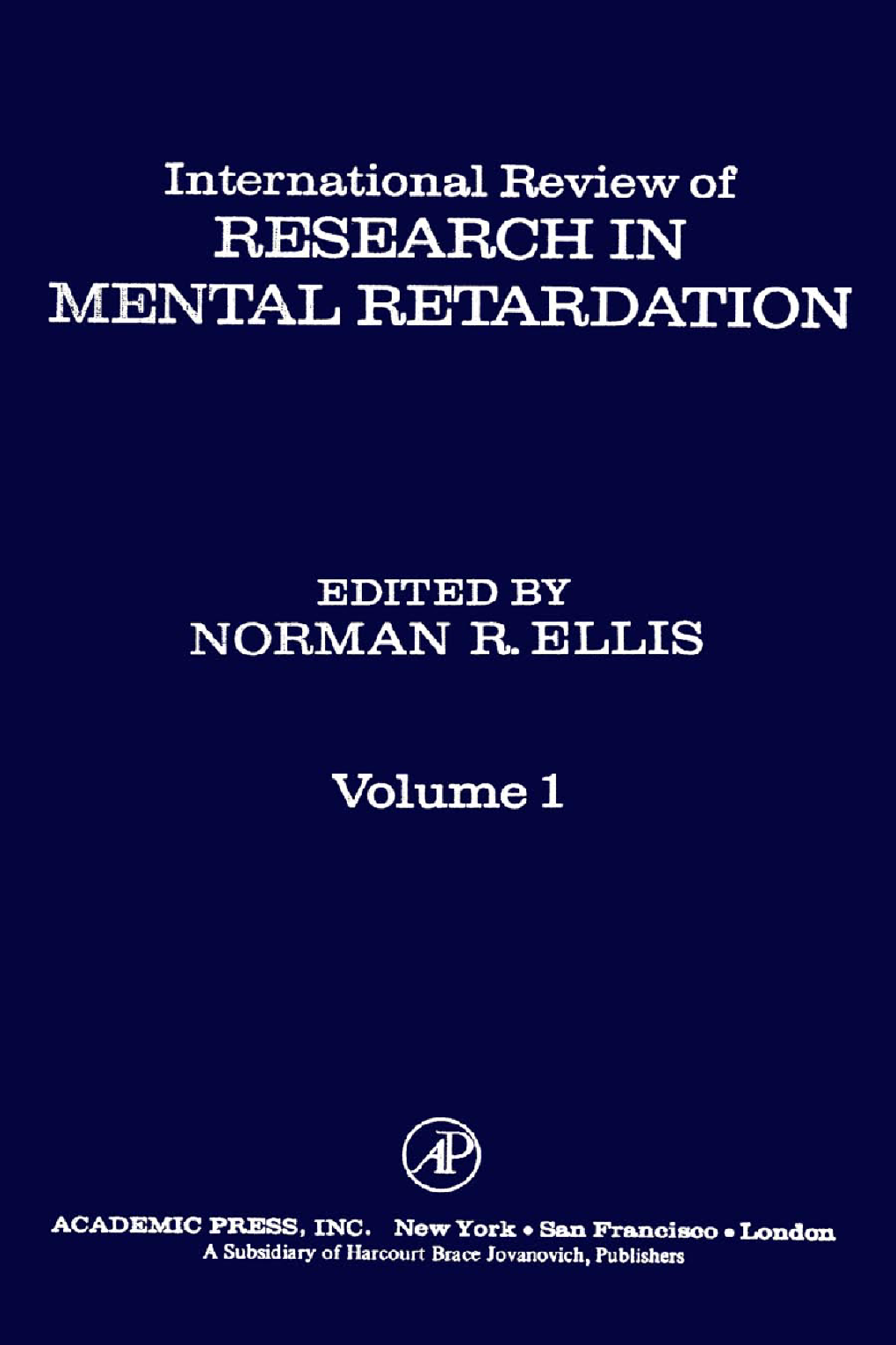 International Review of Research in Mental Retardation