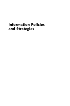 Information Policies and Strategies Information Policies and Strategies