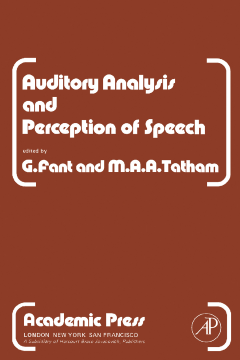 Auditory Analysis and Perception of Speech Auditory Analysis and Perception of Speech
